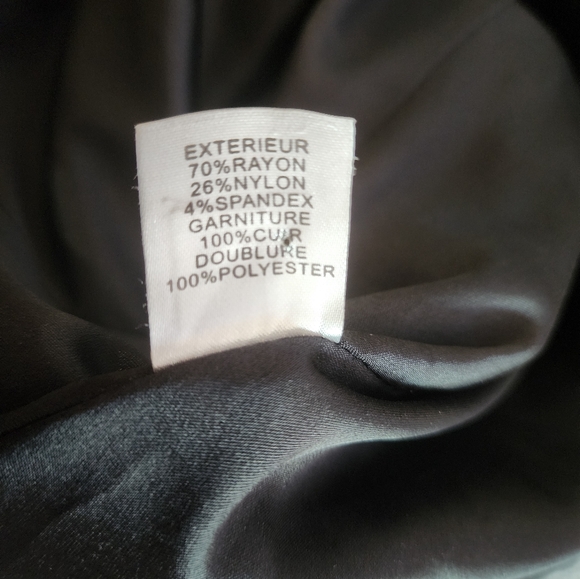 DIANE VON FURSTENBERG Black Button Front Coat 100% Leather Trim Wms Size… - Picture 7 of 7